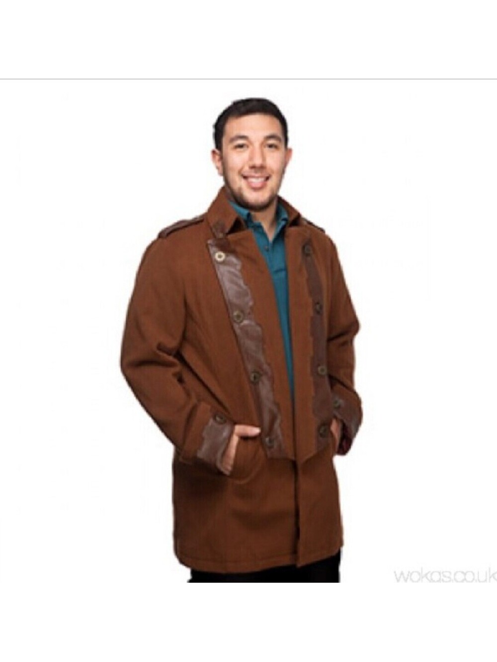 NWT Captain Jules Steampunk Brown Double Breasted Peacoat Jacket Cosplay Medium